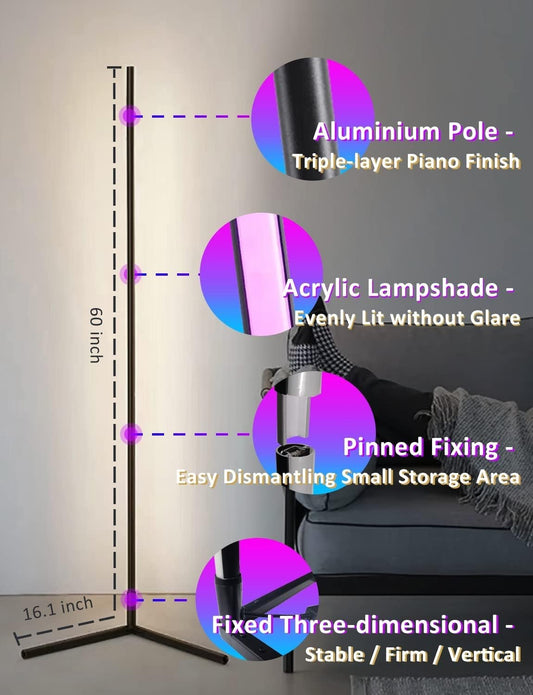 Lampada da Terra LED, 153cm Piantana RGB Dimmerabile, 20 Milioni di Colori Music