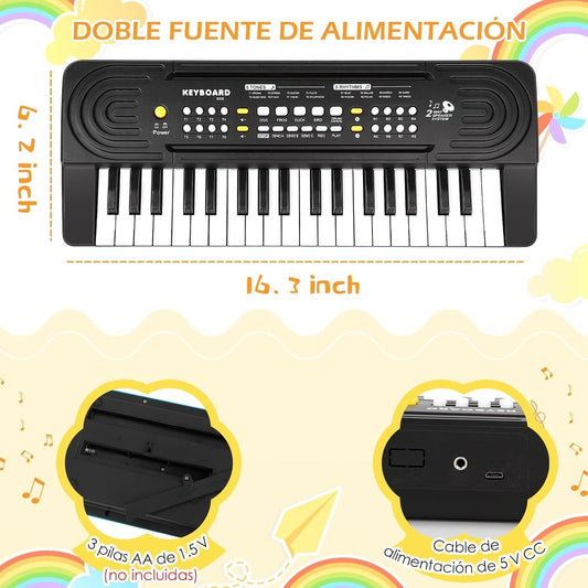 Pianola Bambini per Scuola Multifunzione Tastiera Musicale 37 Tasti con Microfon
