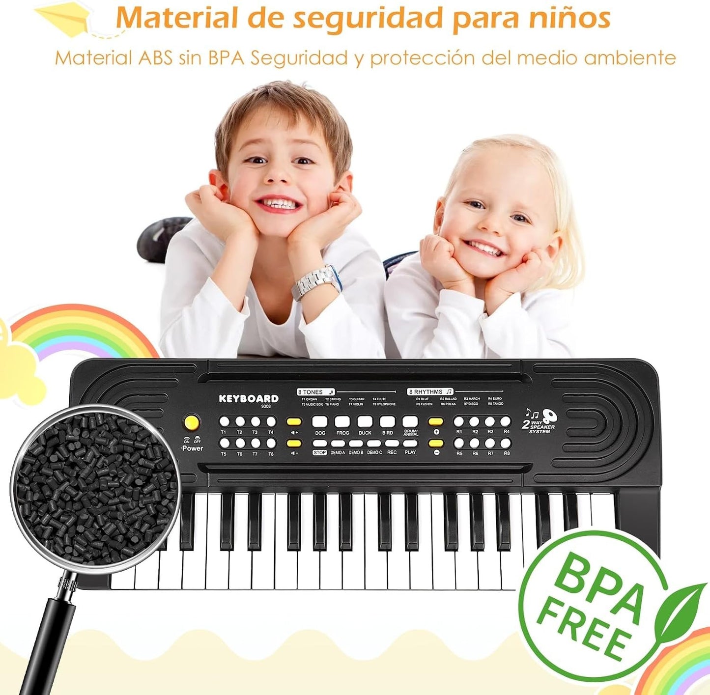 Pianola Bambini per Scuola Multifunzione Tastiera Musicale 37 Tasti con Microfon