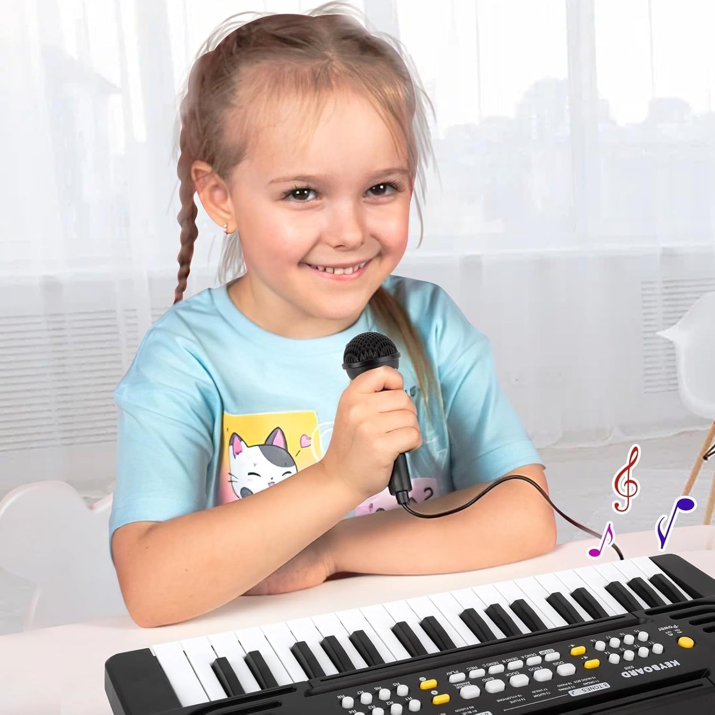 Pianola Bambini per Scuola Multifunzione Tastiera Musicale 37 Tasti con Microfon