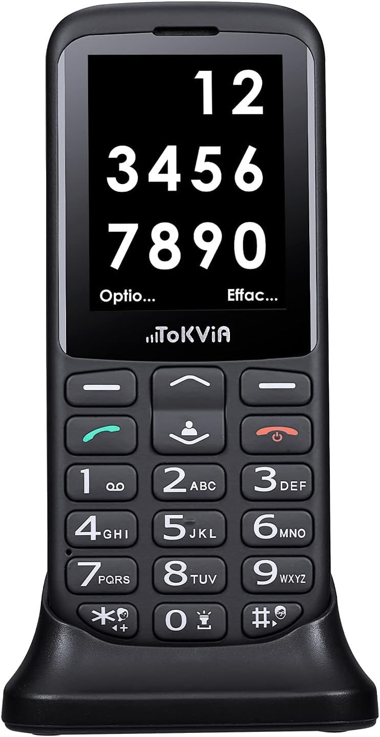 Telefono cellulare TOKVIA per anziani con pulsanti grandi Funzione SOS GSM