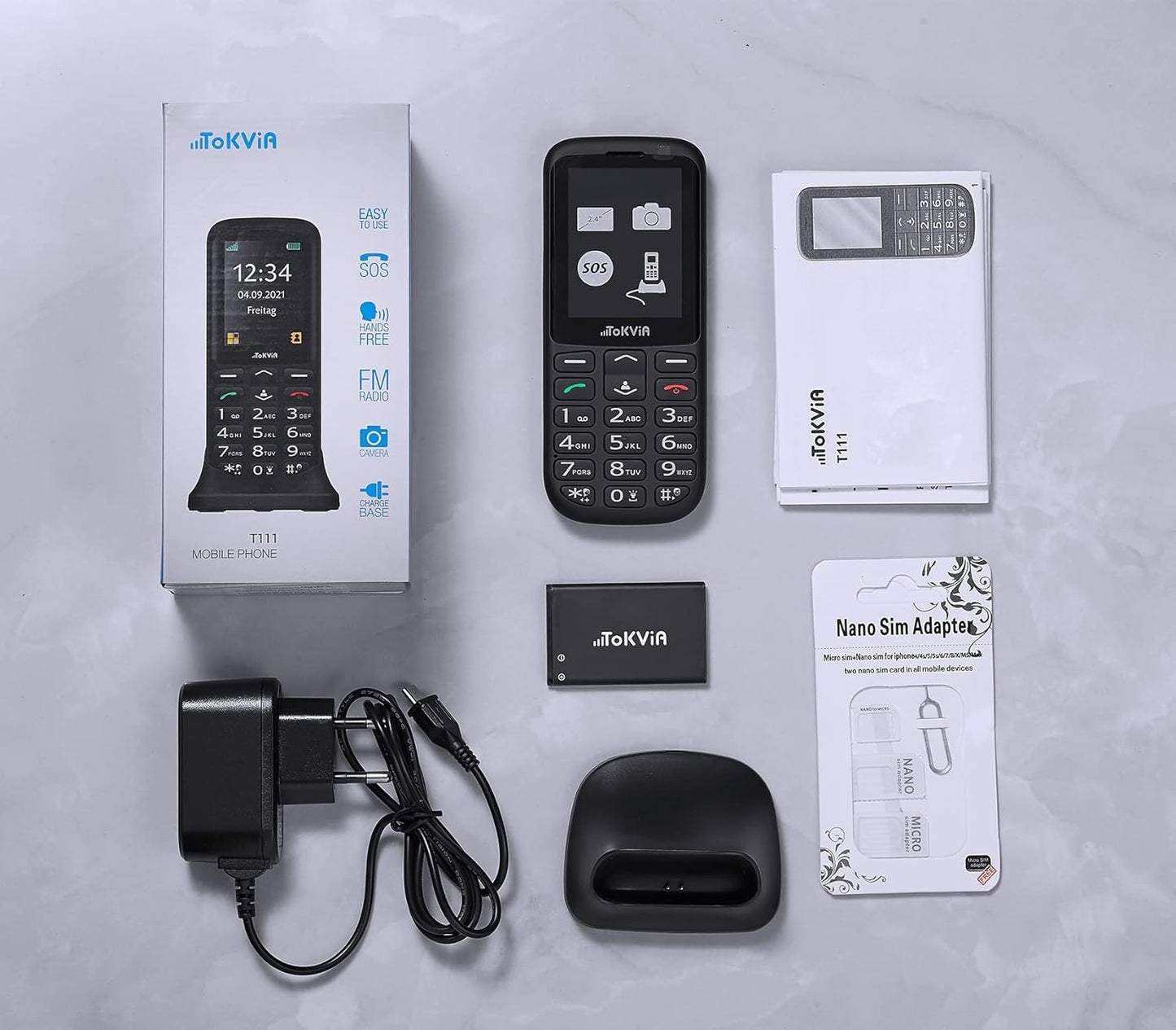 Telefono cellulare TOKVIA per anziani con pulsanti grandi Funzione SOS GSM