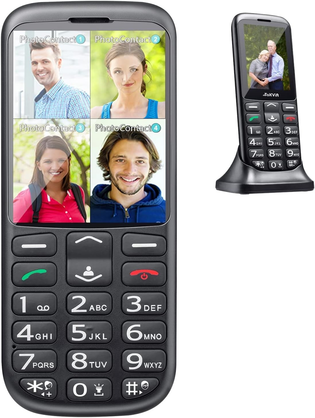 Telefono cellulare TOKVIA per anziani con pulsanti grandi Funzione SOS GSM