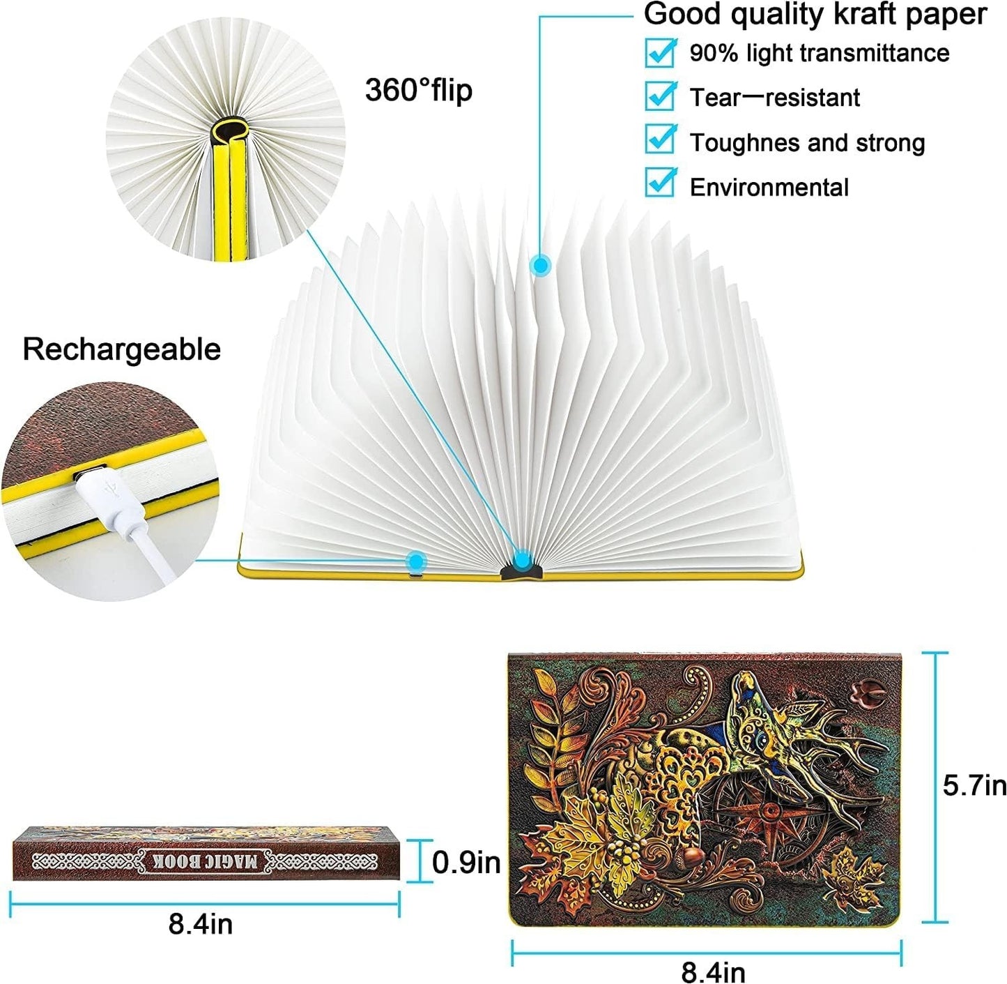 Lampada da lettura pieghevole a LED DEVASO in 3 colori per casa  camera da letto