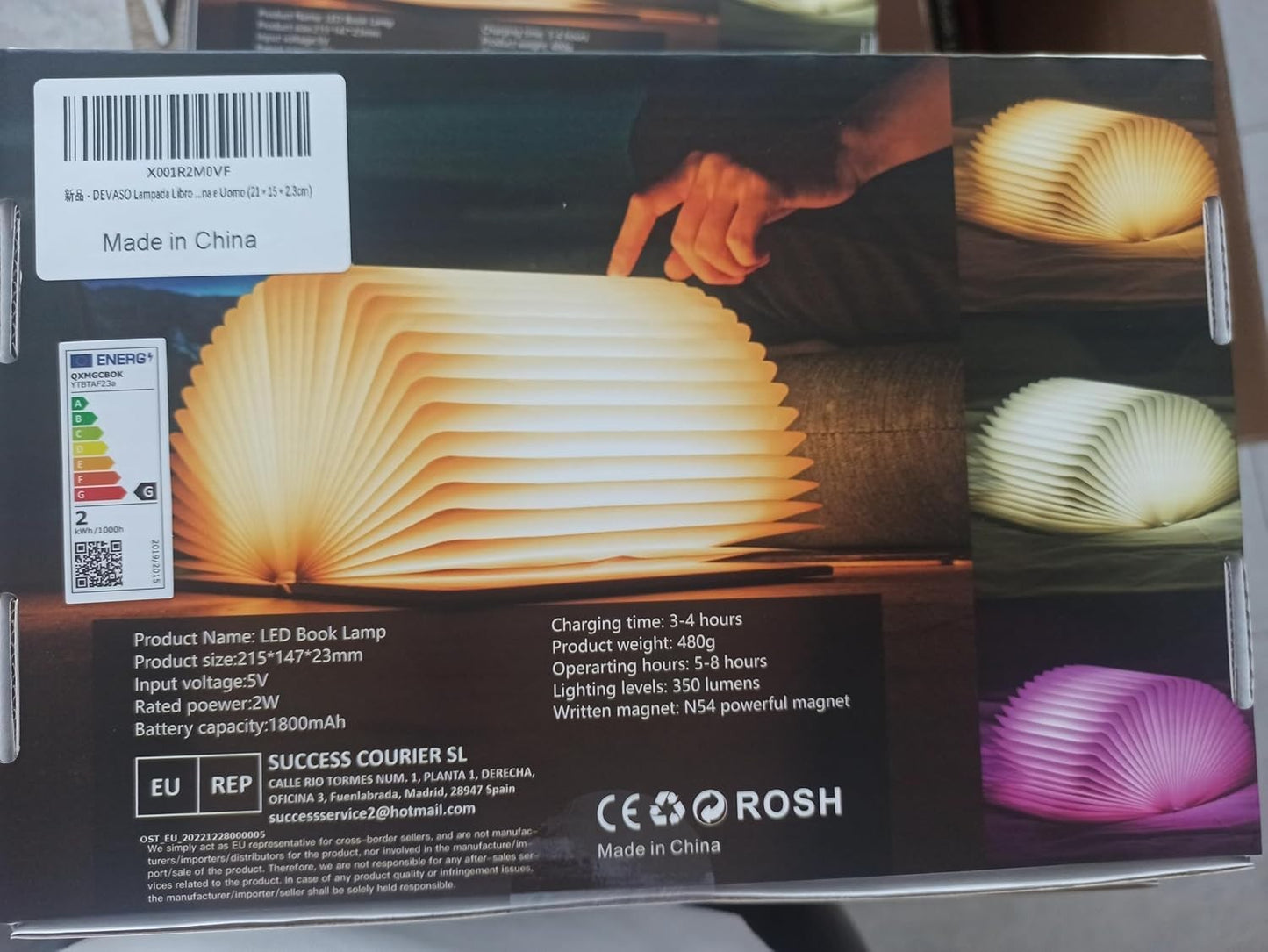 Lampada da lettura pieghevole a LED DEVASO in 3 colori per casa  camera da letto