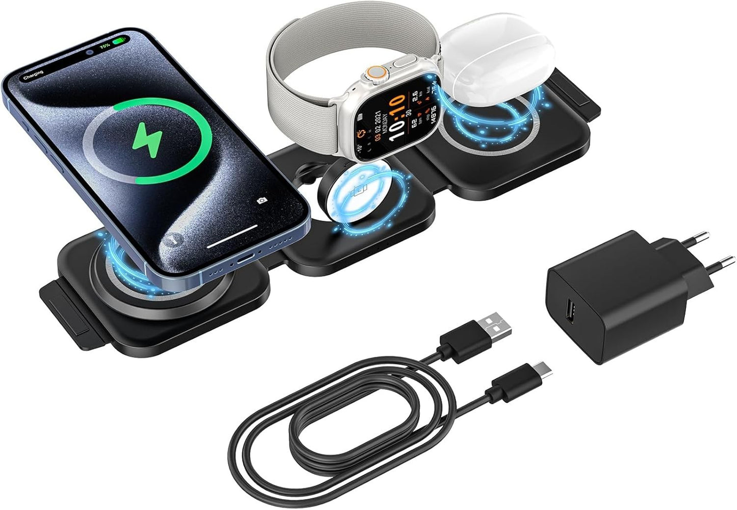 Caricabatterie wireless pieghevole 3 in 1 wireless magnetico per prodotti Apple