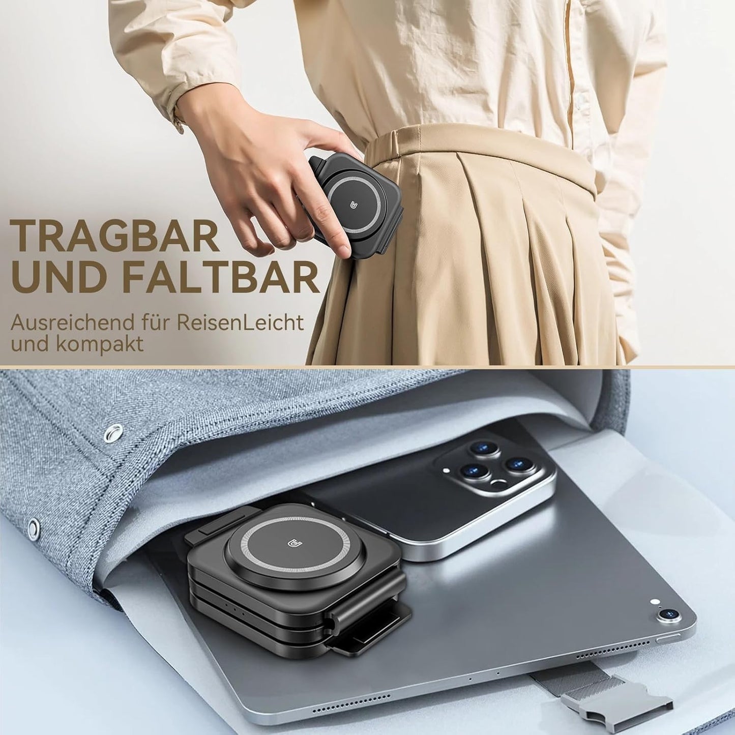 Caricabatterie wireless pieghevole 3 in 1 wireless magnetico per prodotti Apple