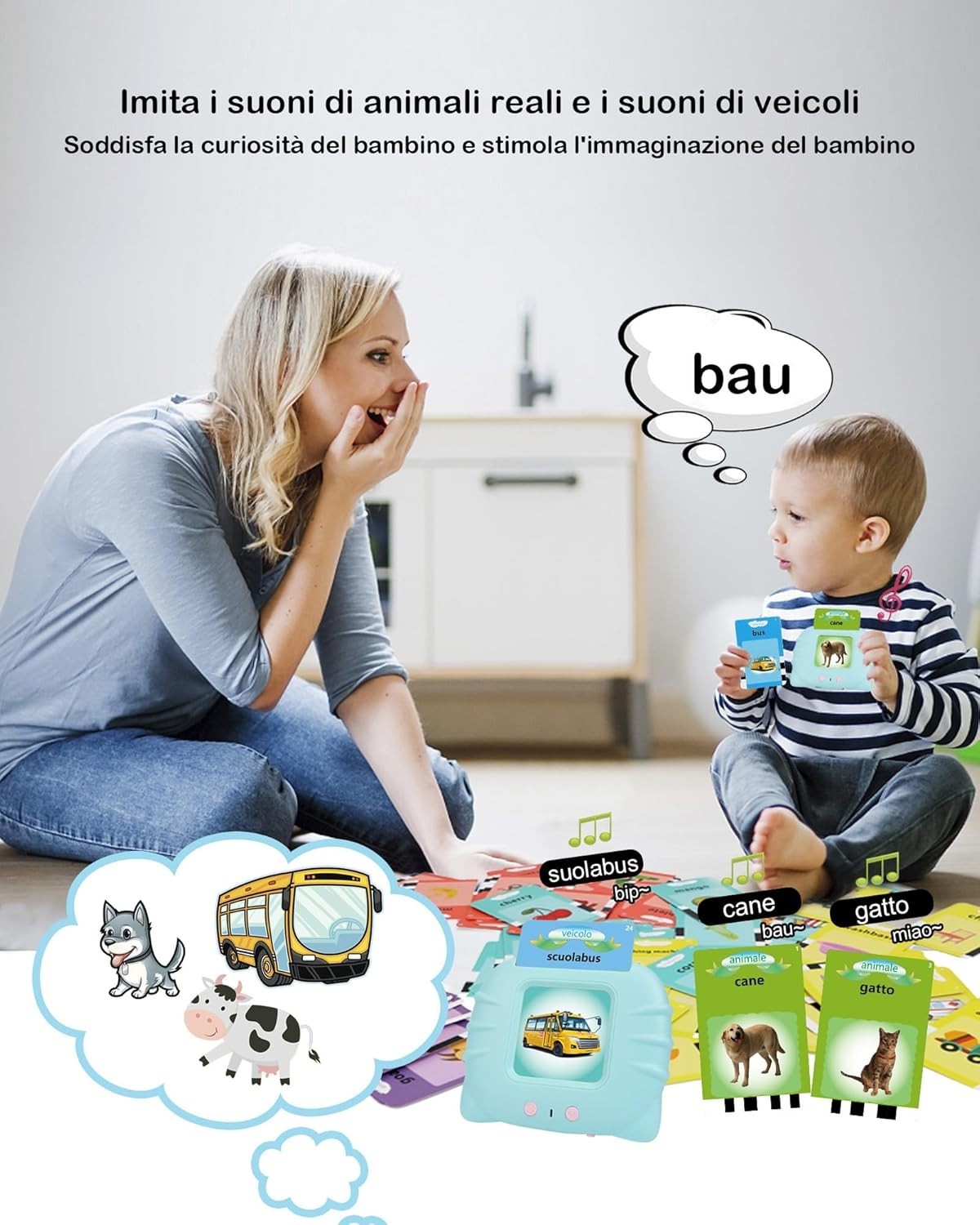 Schede didattiche parlanti  giocattoli per bambini da 1 a 12 anni 224 parole