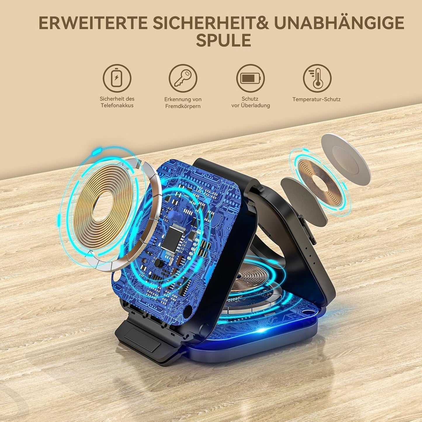 Caricabatterie wireless pieghevole 3 in 1 wireless magnetico per prodotti Apple