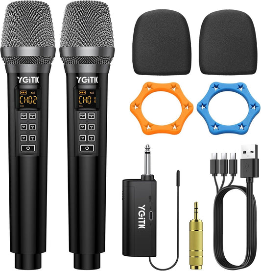 Microfono wireless UHF YGiTK con ricevitore portatile ricaricabile  per karaoke