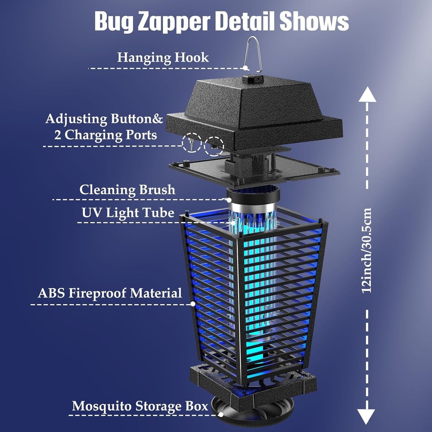 Zapper solare per insetti 4500V elettrico per zanzare mosche e moscerini PALONE