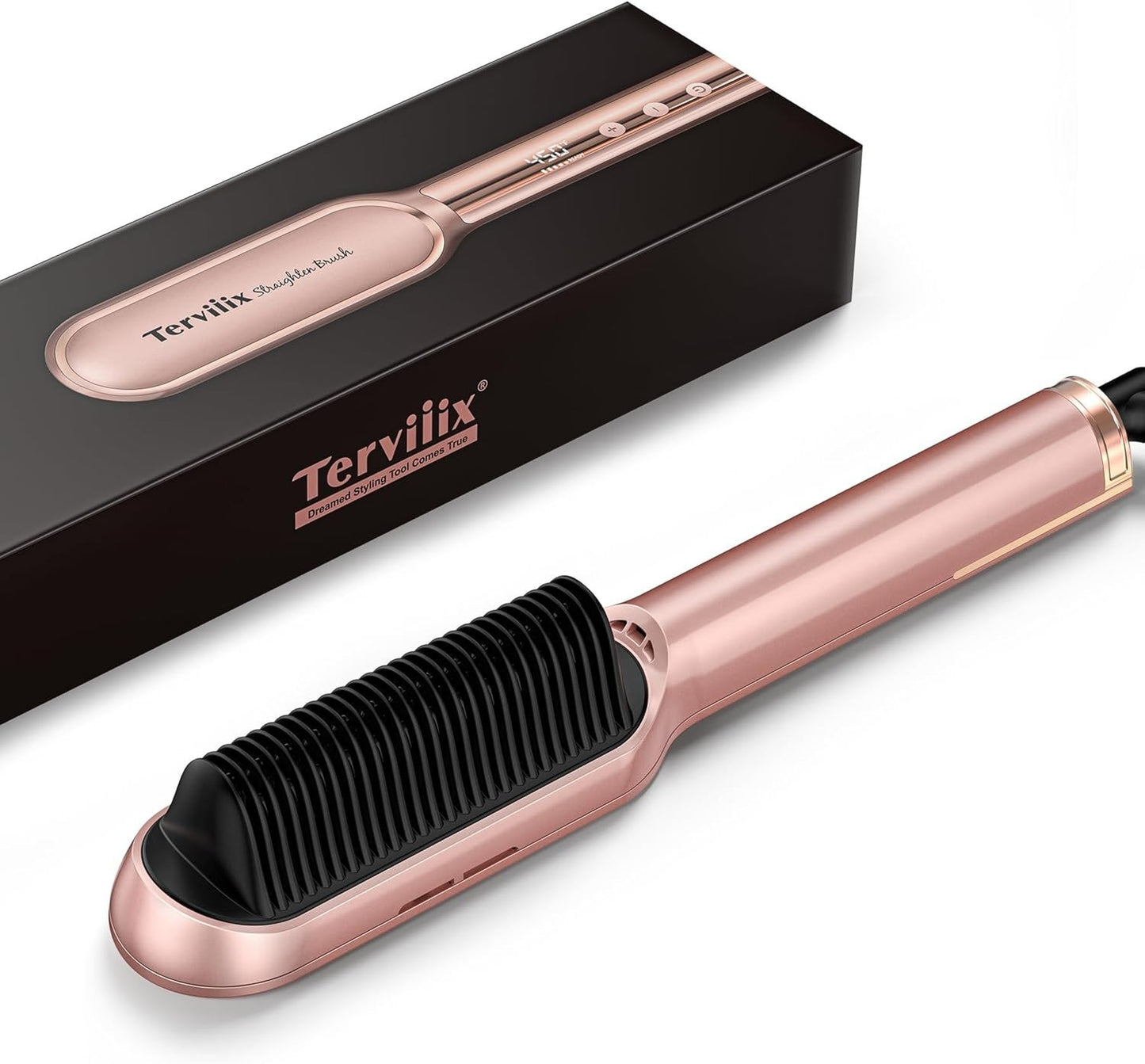Spazzola Lisciante per Capelli Oro Rosa Pettine Lisciante Ionico Terviiix