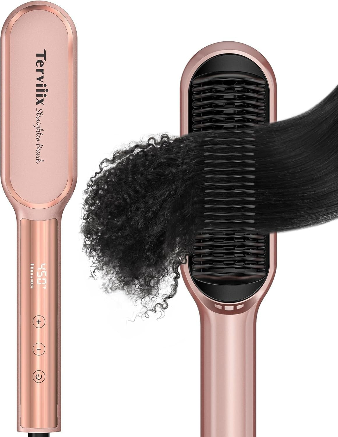 Spazzola Lisciante per Capelli Oro Rosa Pettine Lisciante Ionico Terviiix