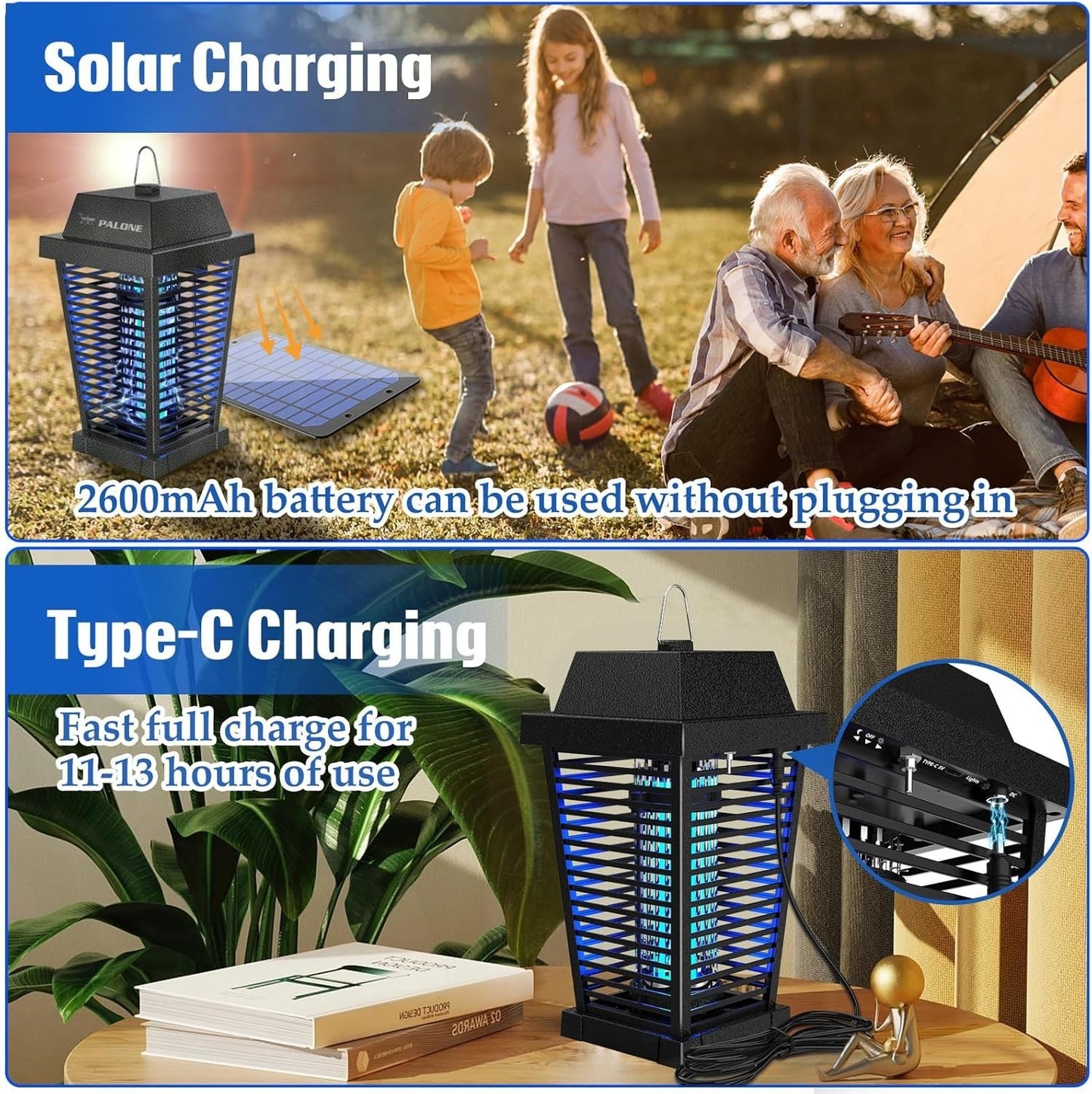 Zapper solare per insetti 4500V elettrico per zanzare mosche e moscerini PALONE