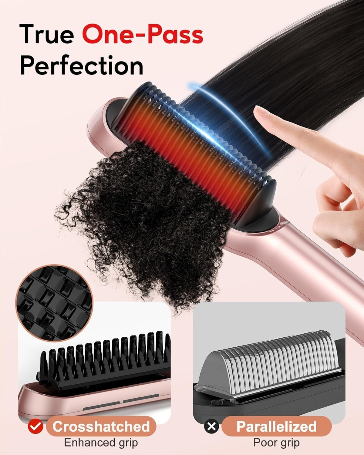Spazzola Lisciante per Capelli Oro Rosa Pettine Lisciante Ionico Terviiix