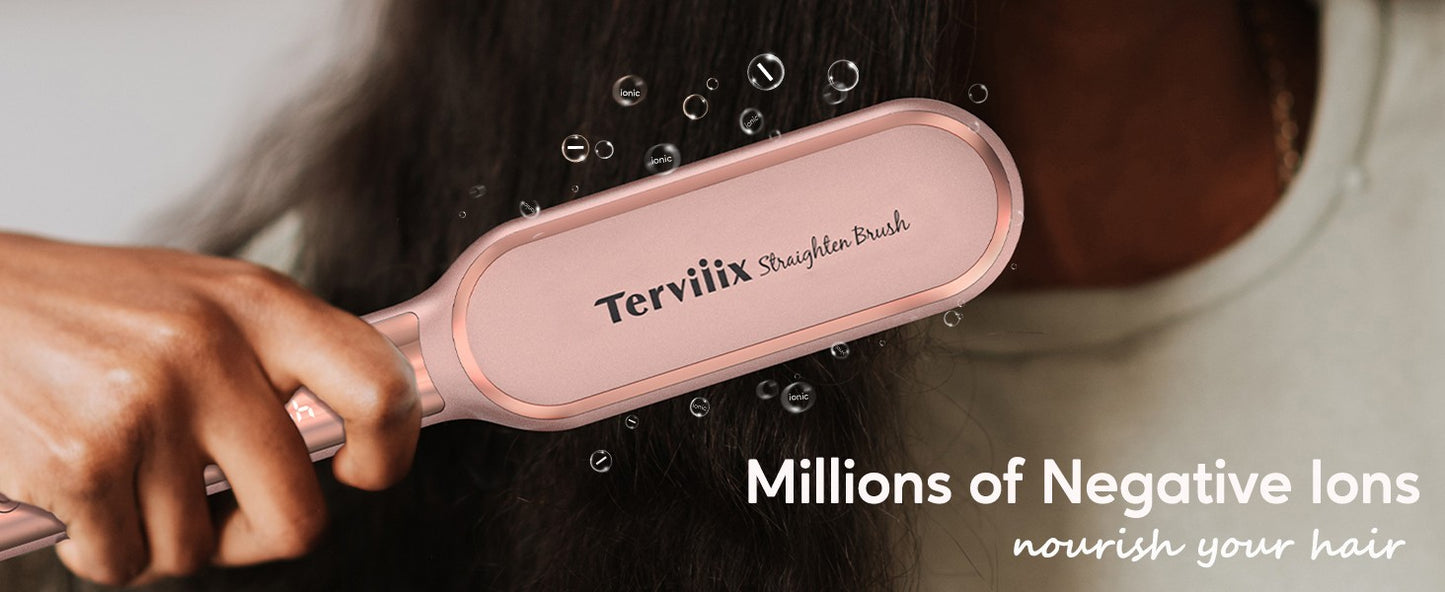 Spazzola Lisciante per Capelli Oro Rosa Pettine Lisciante Ionico Terviiix