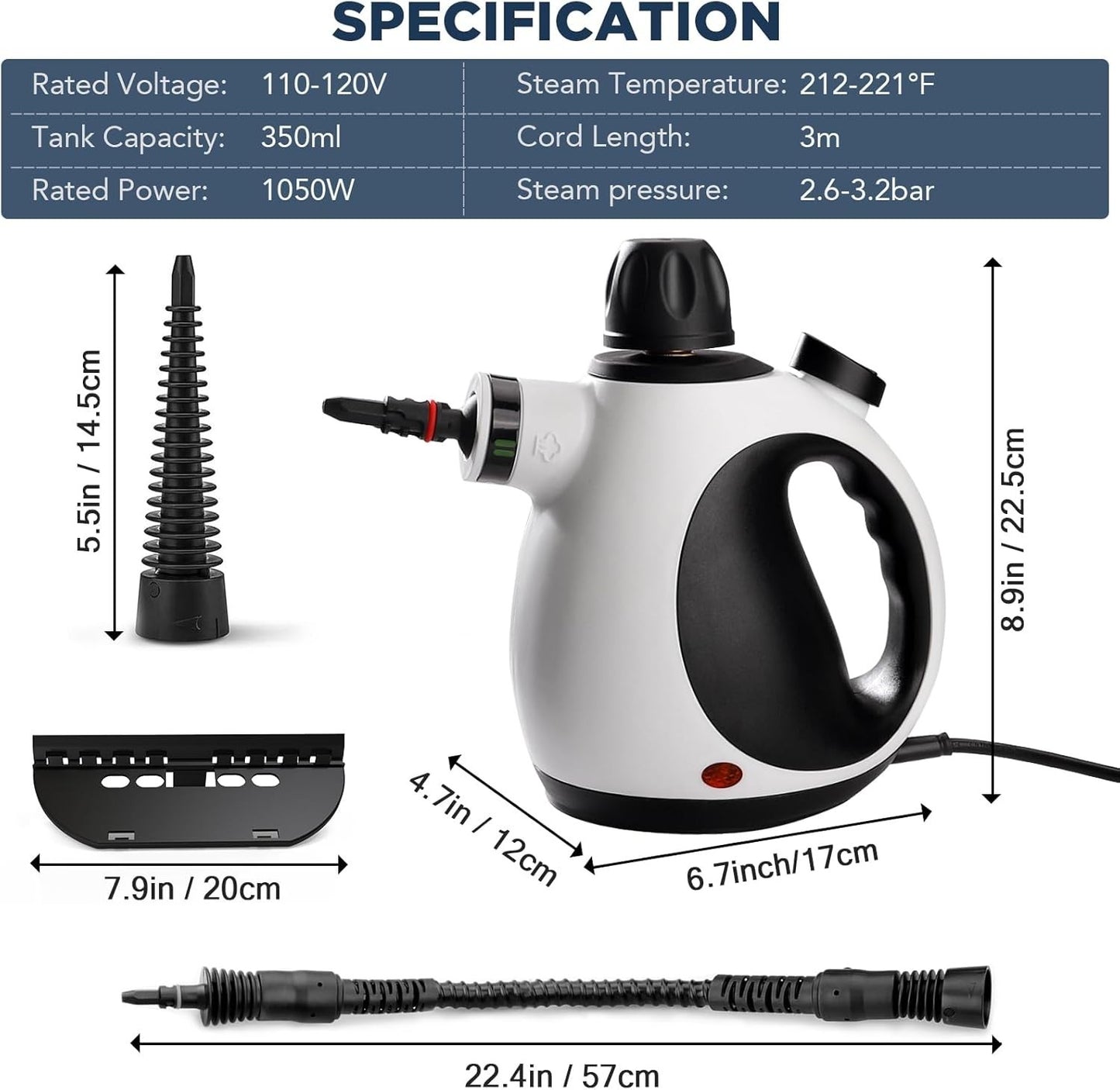 Pulitore a vapore portatile vaporizzatori per la pulizia della casa 10 accessori