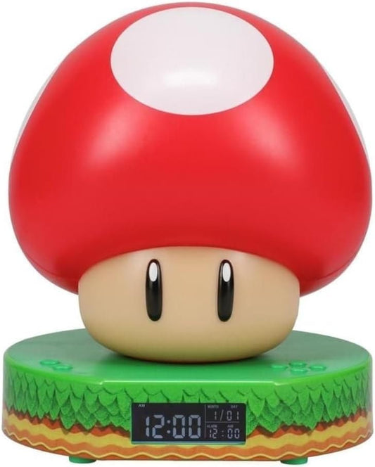 Sveglia digitale a forma di fungo di Super Mario per bambini con suoni Power Up
