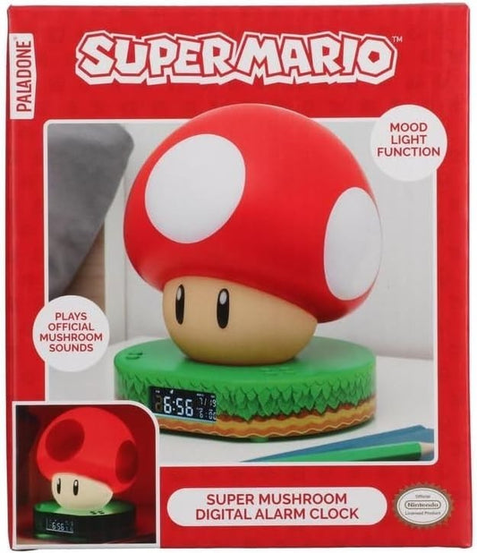 Sveglia digitale a forma di fungo di Super Mario per bambini con suoni Power Up