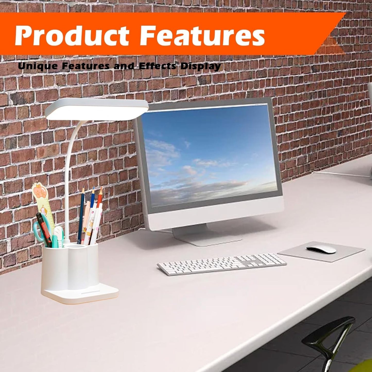 Lampada da scrivania tavolo 3 modalità a LED dimmerabile portapenne ricaricabile