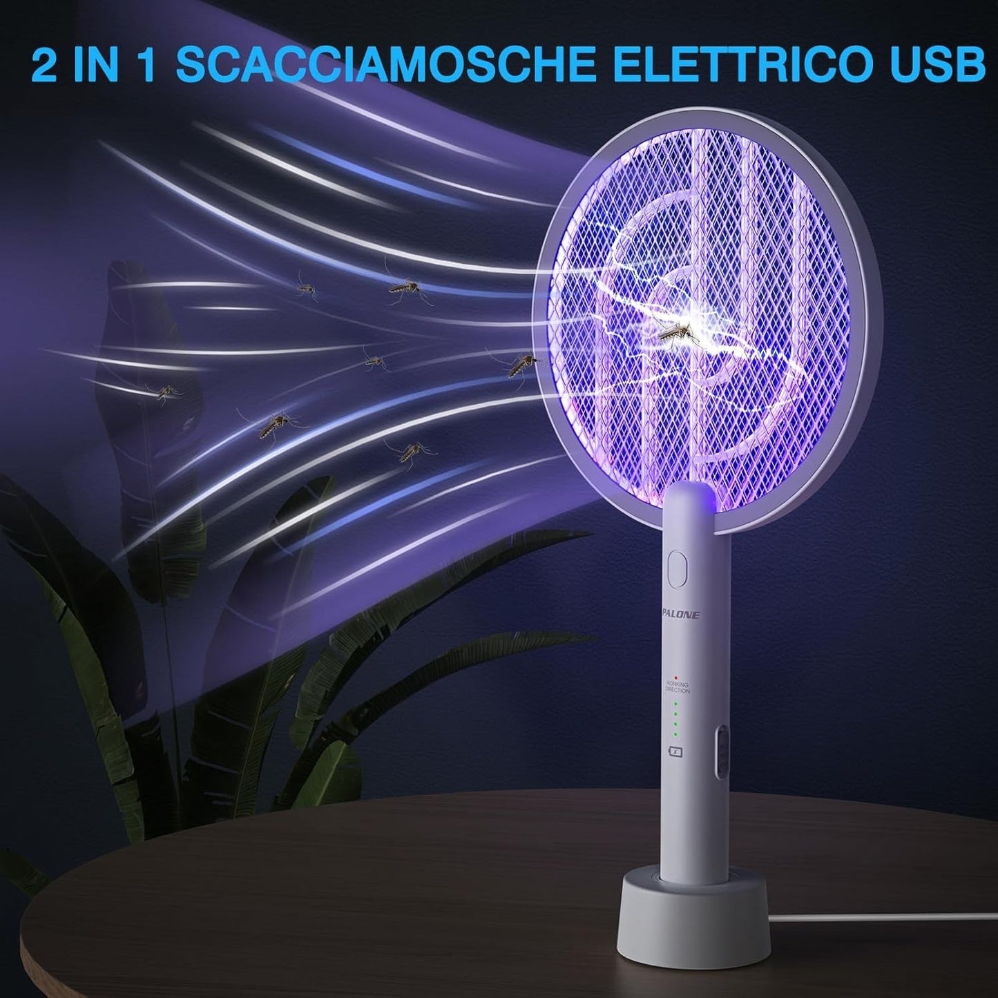 Racchetta antizanzare elettrica con LED ricaricabile tramite USB PALONE