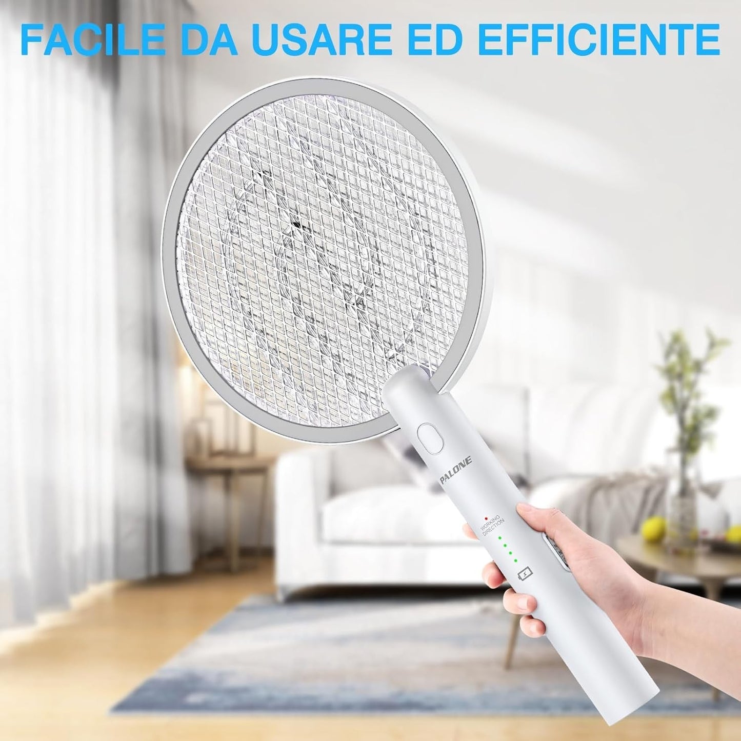 Racchetta antizanzare elettrica con LED ricaricabile tramite USB PALONE