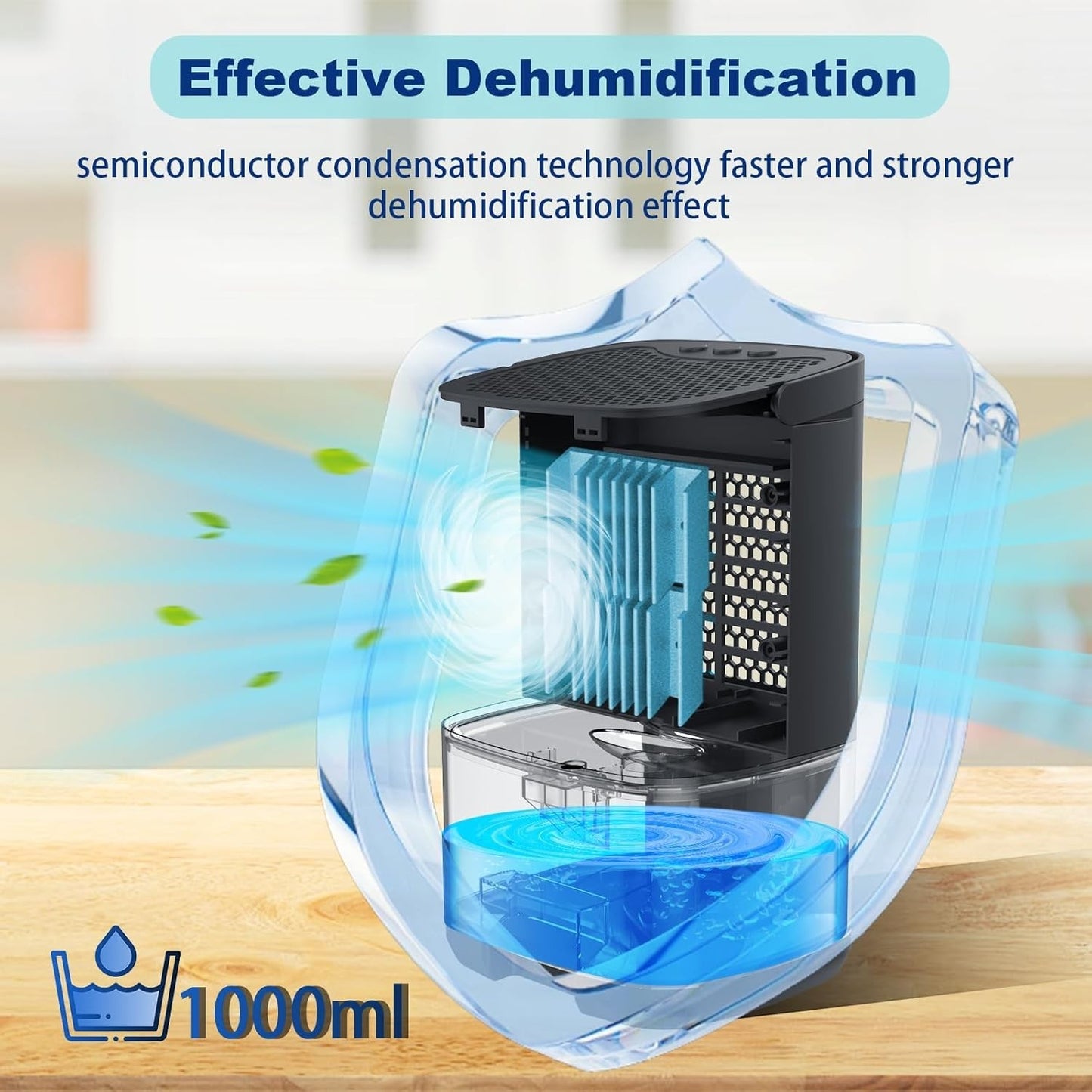 Deumidificatore Powate H2102 1000ml Nero Elettrico Automatico Ultra Silenzioso