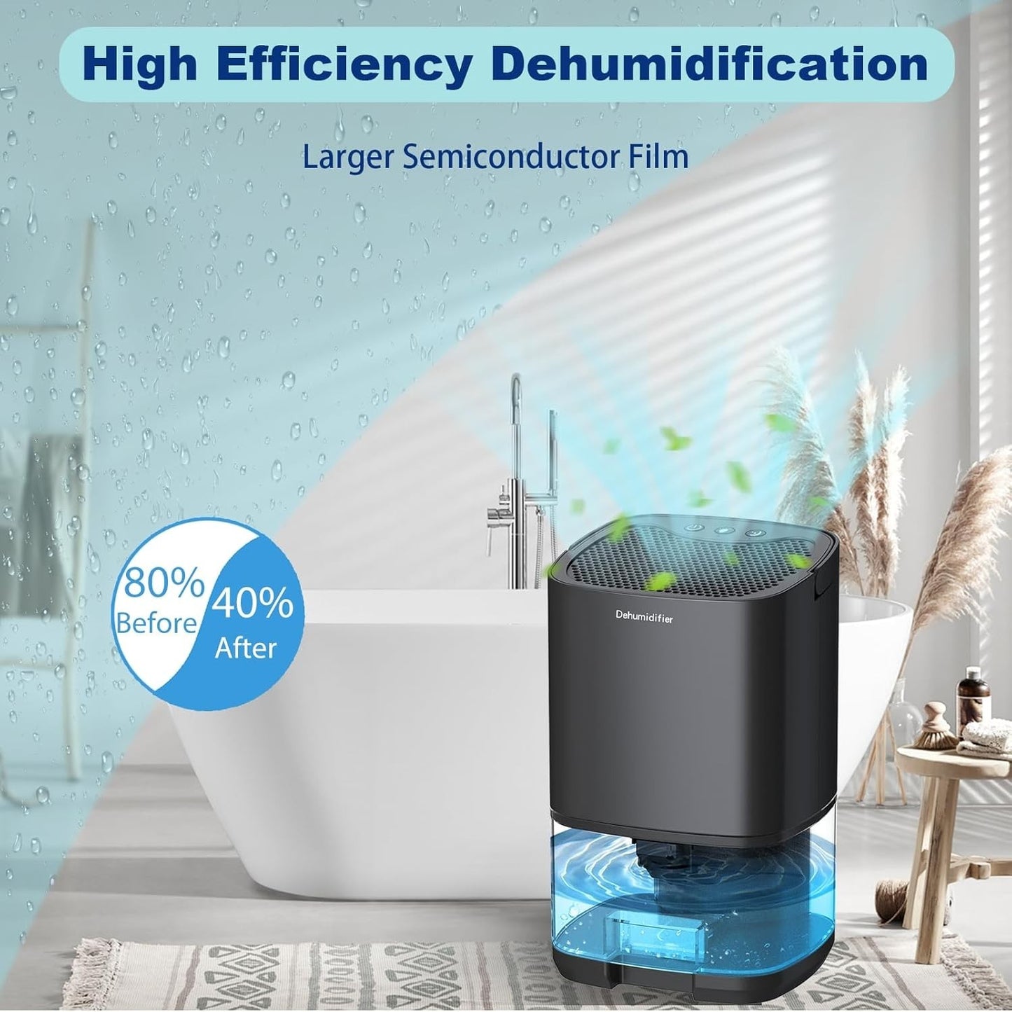 Deumidificatore Powate H2102 1000ml Nero Elettrico Automatico Ultra Silenzioso