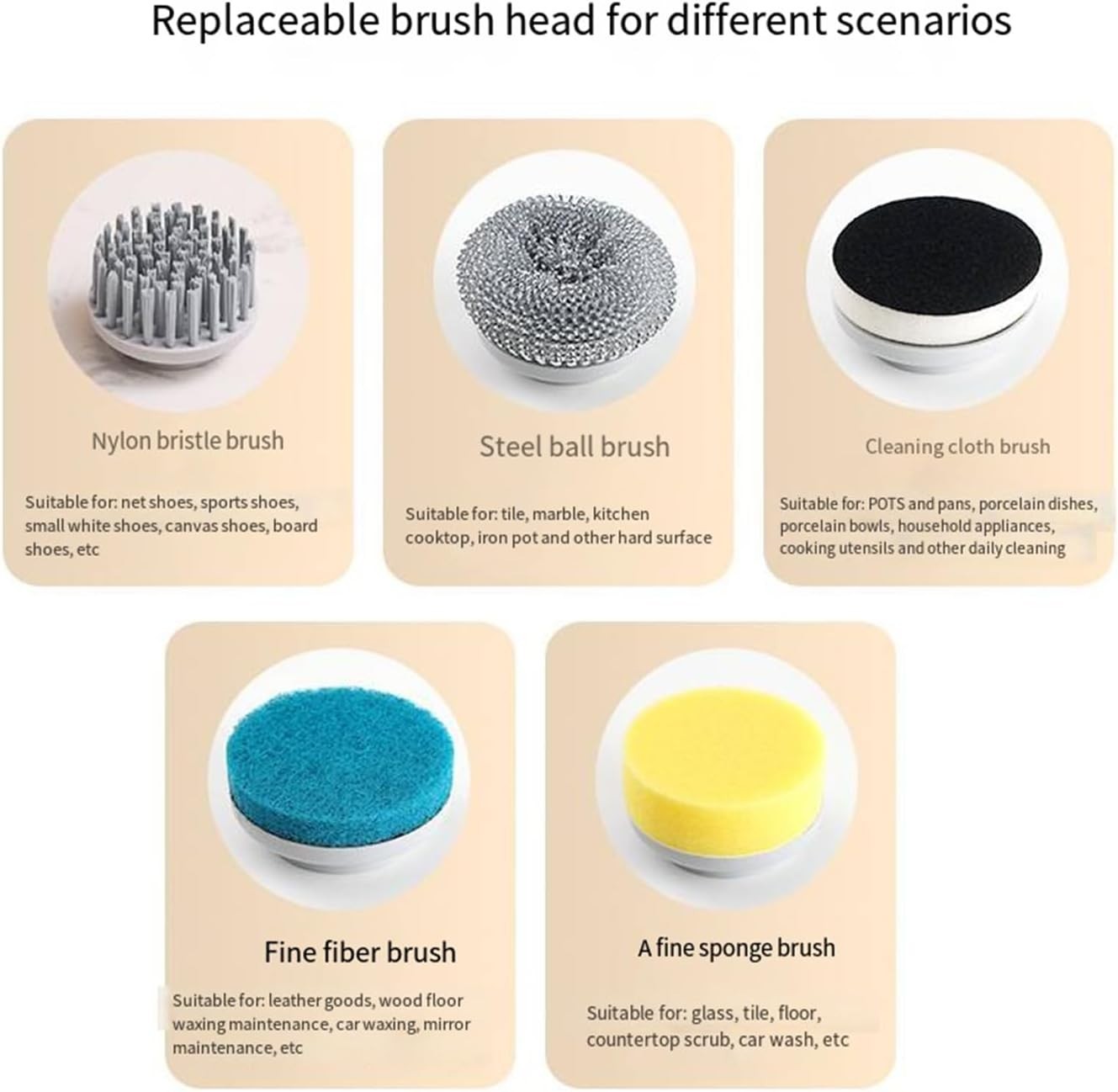 Spazzola rotante per la pulizia 5 spazzole per la pulizia sostituibili senza fil