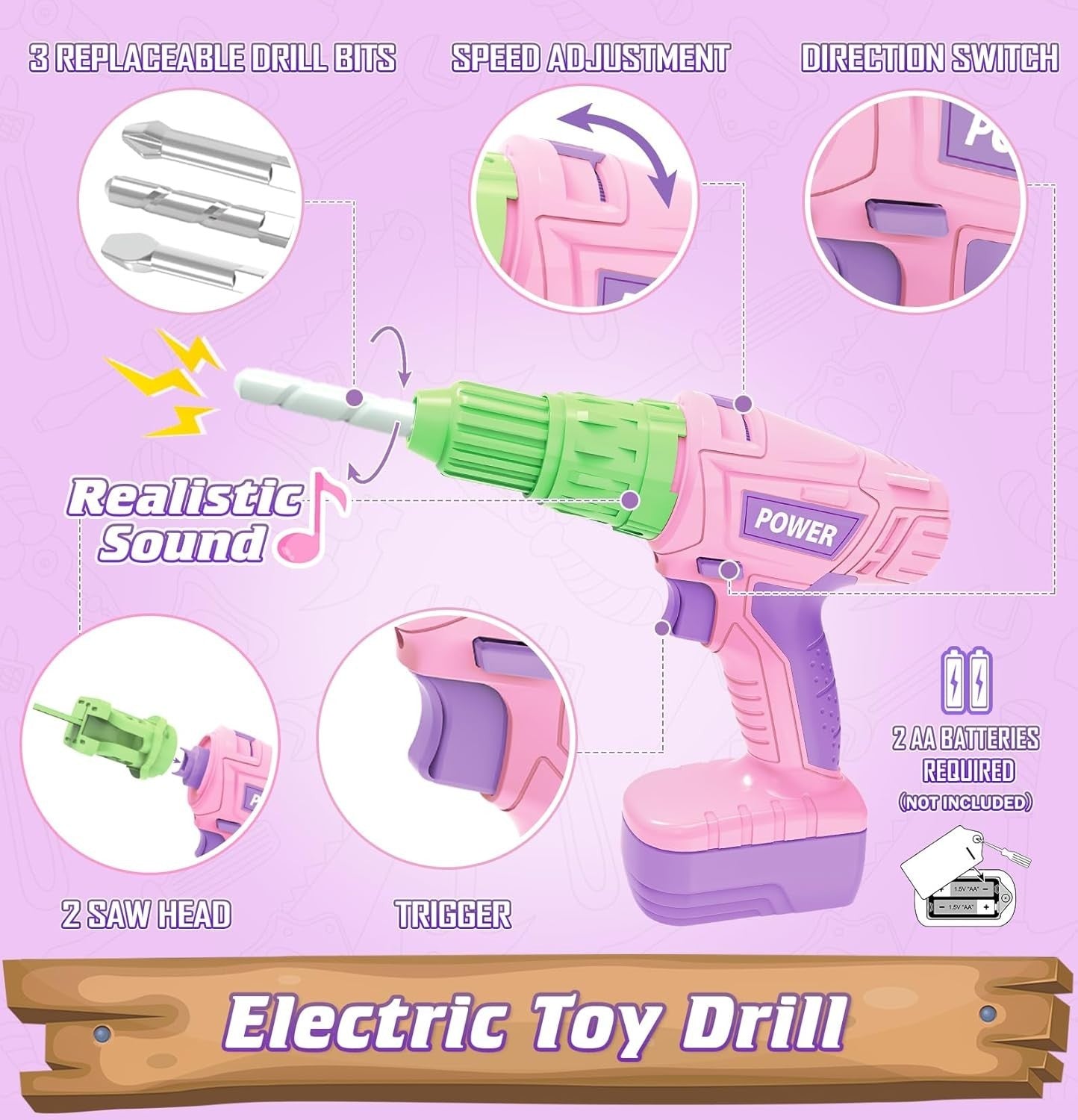 Set di attrezzi per bambini attrezzi giocattolo per giochi di finzione utensili