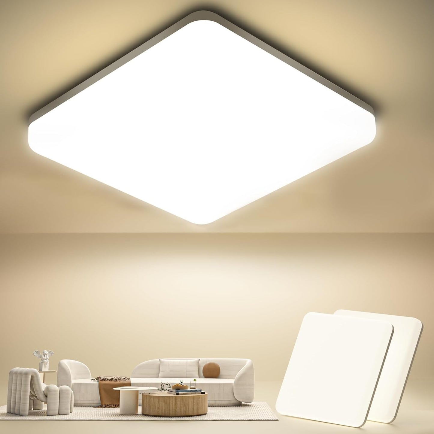 Plafoniera a LED quadrata 20W [2 pezzi] impermeabile 4000K 2000LM IP44