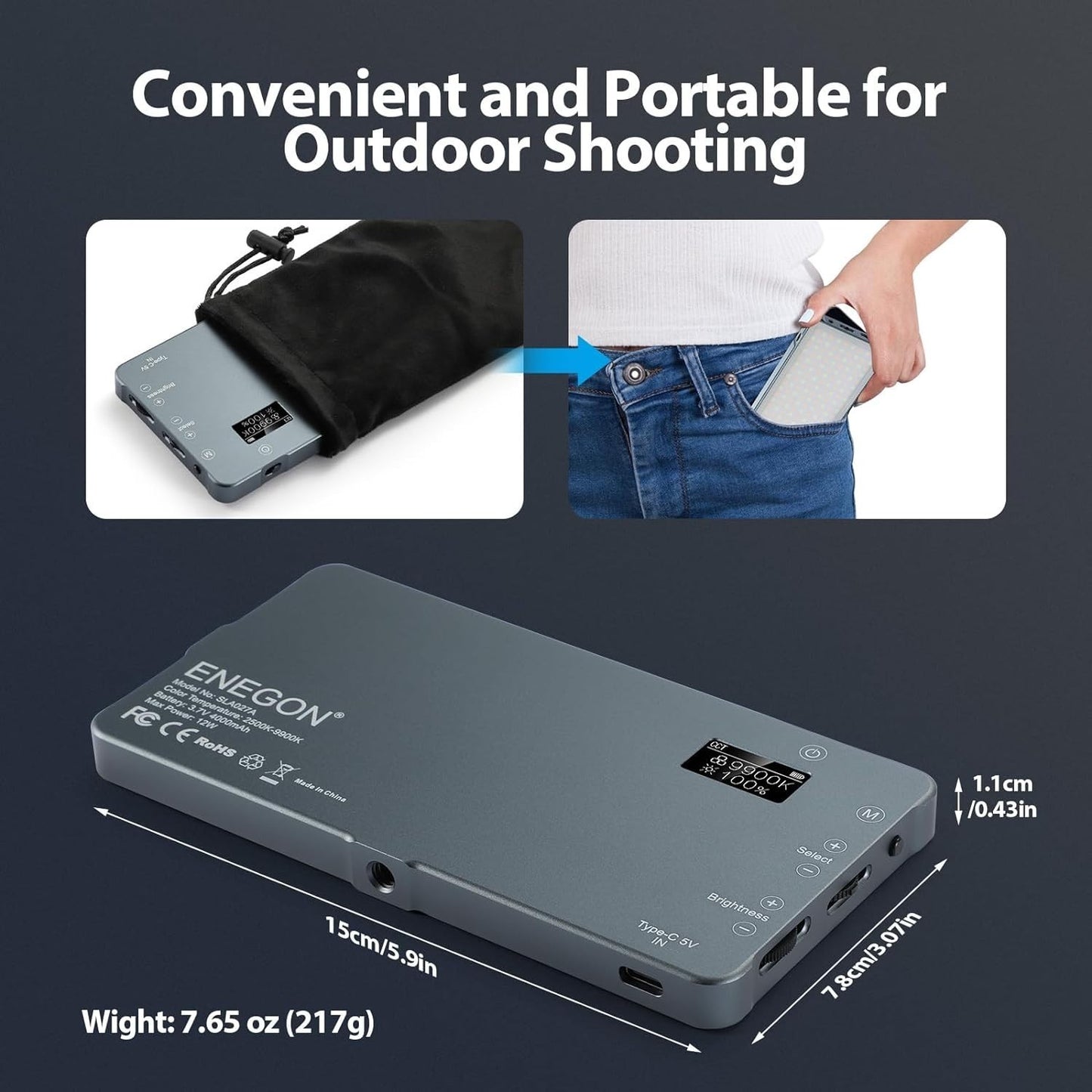 LED Video Light  ENEGON 4000 mAh 2500K-9900K bicolore Fotocamere DSLR Profession