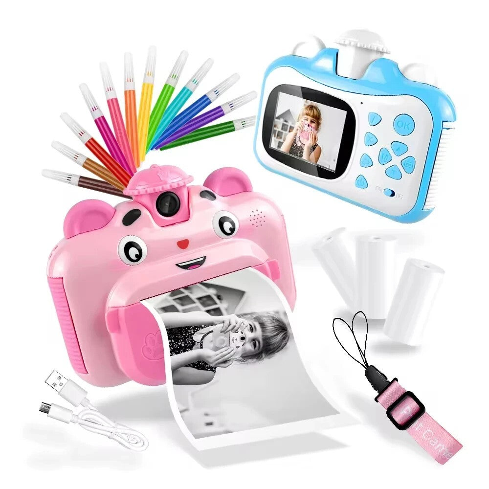 Fotocamera digitale istantanea per bambini ricaricabile con scheda SD 32 GB BLU