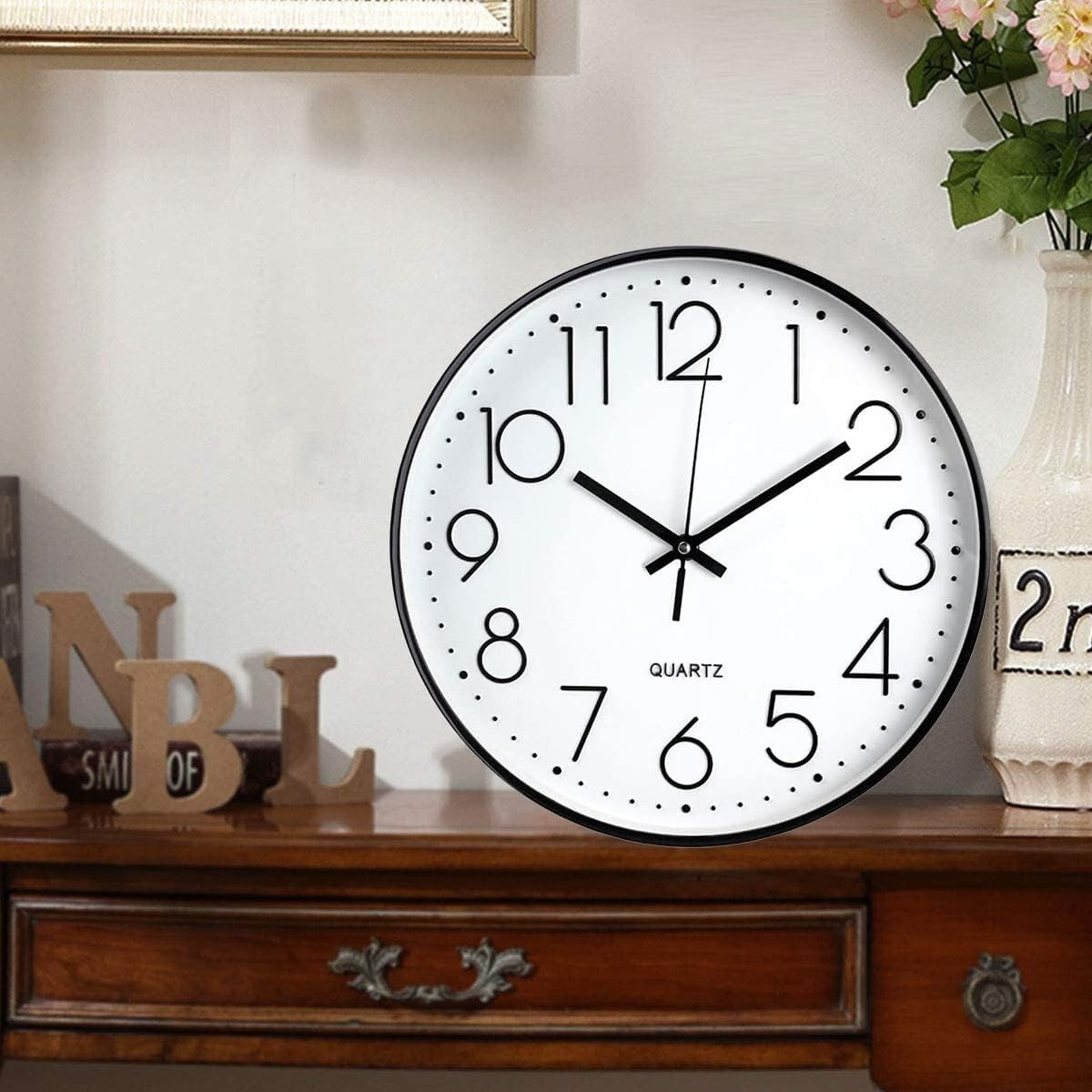 Orologio da parete al quarzo moderno da 12 pollici numeri arabi silenzioso