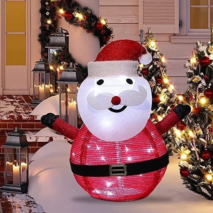 Lampada Pupazzo Di Neve Di Natale Lanterna Pieghevole Da Prato A Led 40 Led Luce