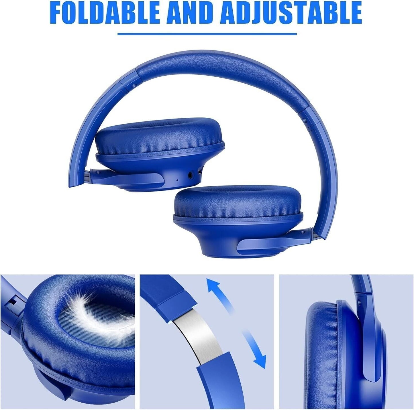 KVIDIO Cuffie Wireless Bluetooth 5.2, 55 ore Vestibilità Comoda Pieghevoli