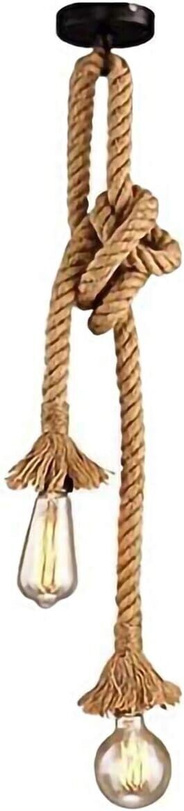 Luce a Sospensione a Doppia Testa in Corda di Canapa, Corda Vintage Lampade