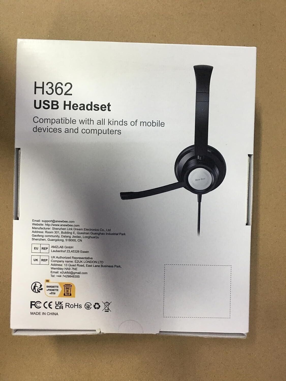 New bee Cuffie con Microfono PC Con Microfono Cancellante Rumore Regolabile