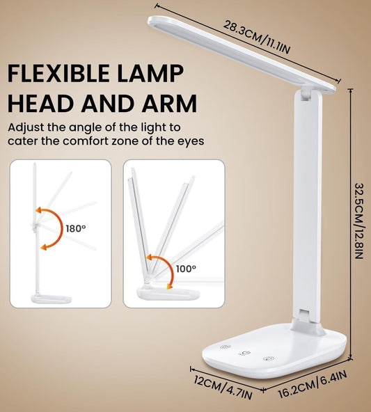 Lampada da Scrivania, Pieghevole Lampada Scrivania LED con Filo USBC, Dimmer