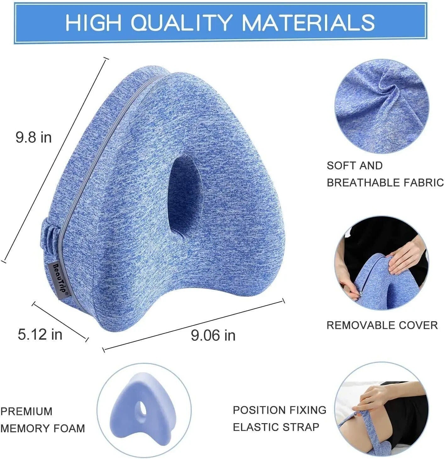 Cuscino Per Gambe Memory Foam Supporto Ortopedico Ginocchia Schiena