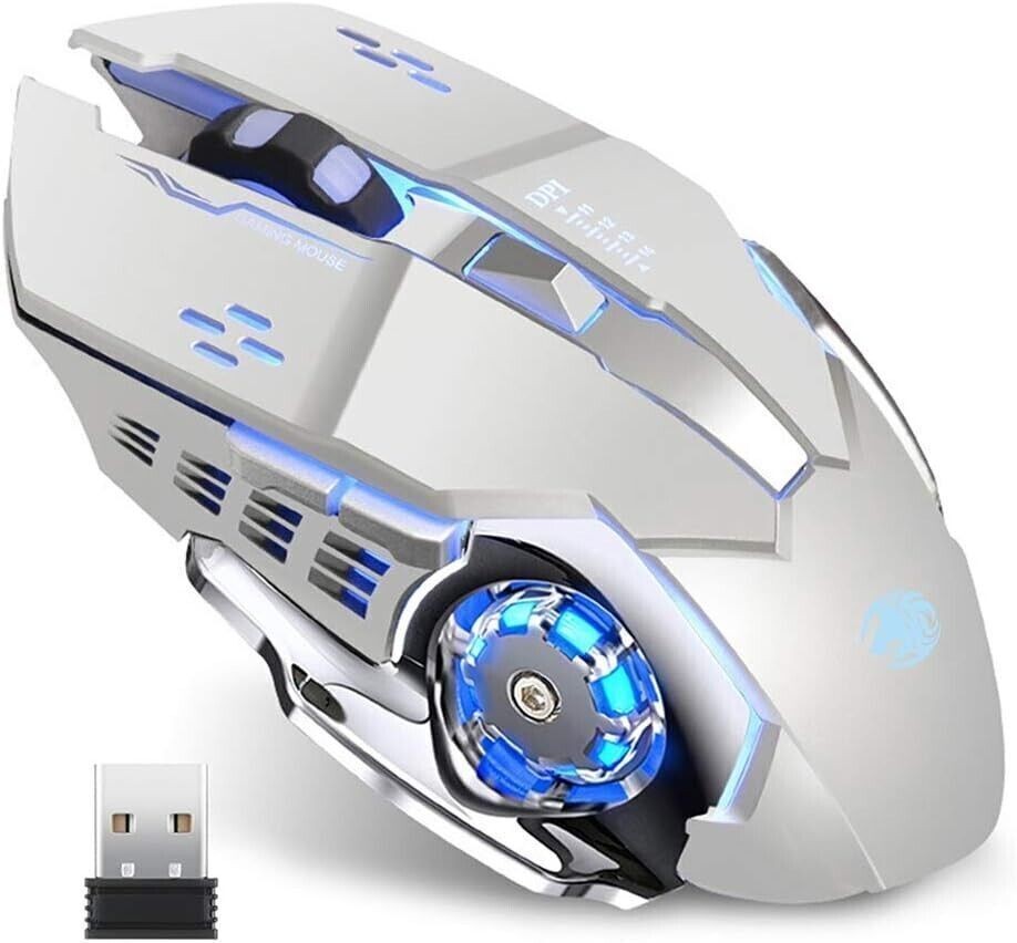 Mouse da gioco wireless TENMOS T85, ottico silenzioso wireless ricaricabile USB