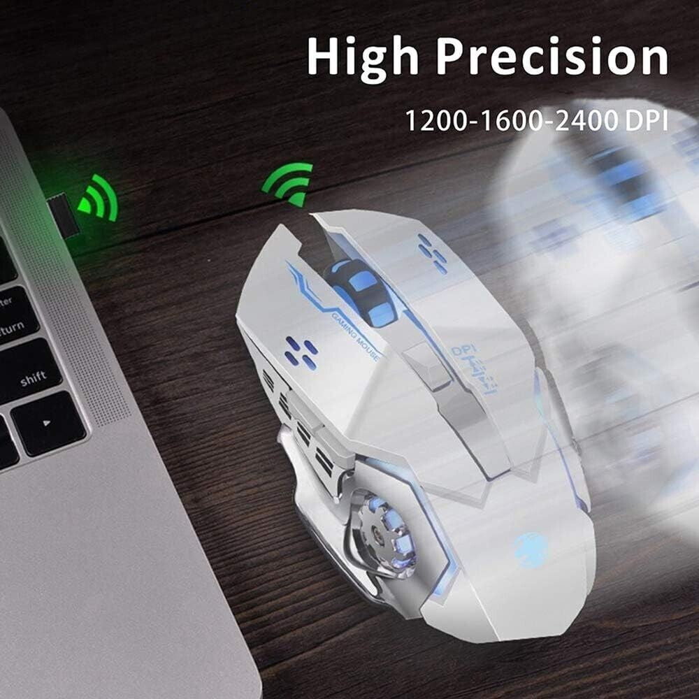 Mouse da gioco wireless TENMOS T85, ottico silenzioso wireless ricaricabile USB