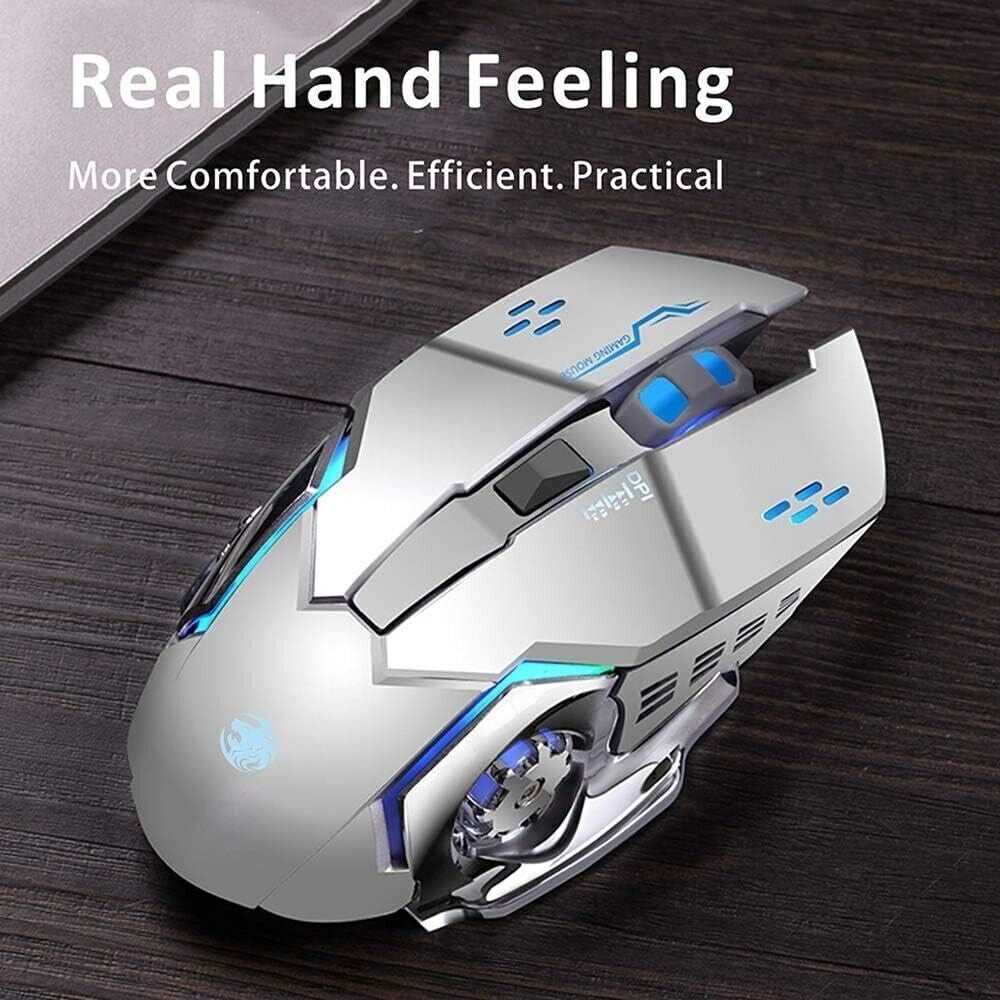 Mouse da gioco wireless TENMOS T85, ottico silenzioso wireless ricaricabile USB