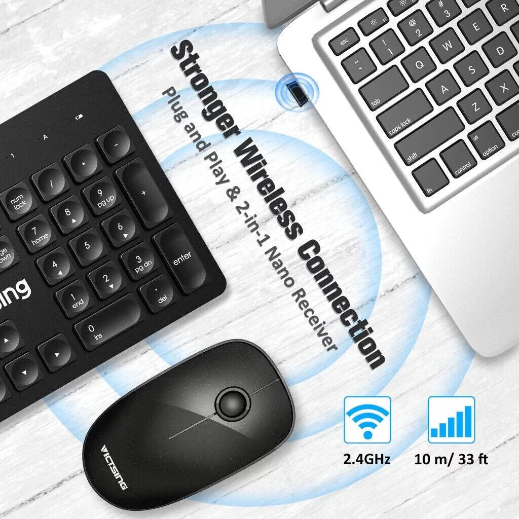 Set tastiera e mouse wireless ultra sottile senza fili, VicTsing PC176B