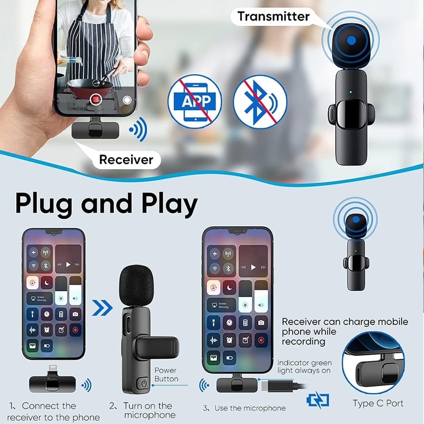 Microfono Lavalier professionale wireless K9 per iPhone iPad Microfono di regist