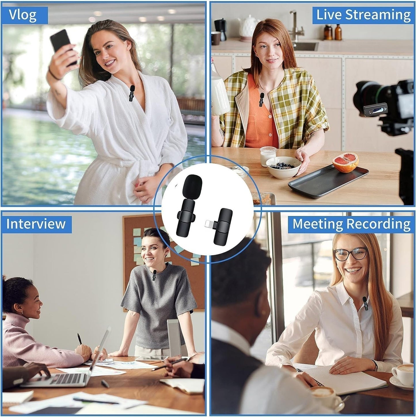 Microfono Lavalier professionale wireless K9 per iPhone iPad Microfono di regist