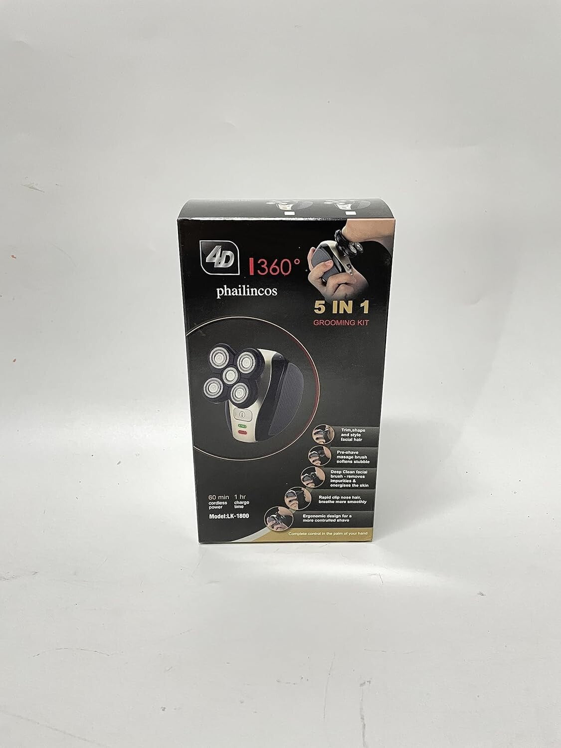 Rasoio elettrico da uomo,5 in 1, rasoio per il viso 4D con testina flottante