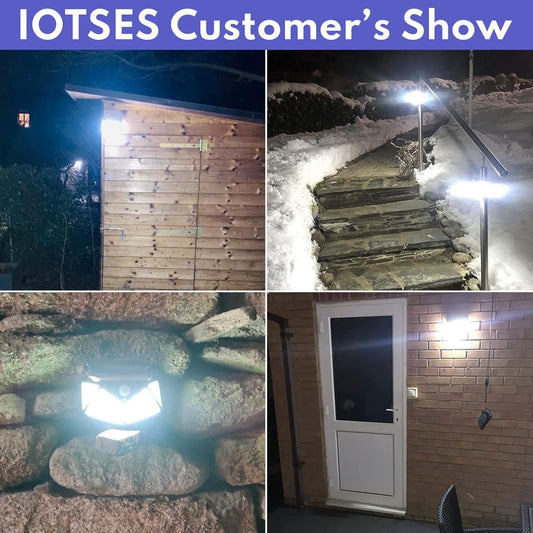 Luci Solare Led esterno IOTSES 100 LED sensore di movimento 4 pcs 3 modalità