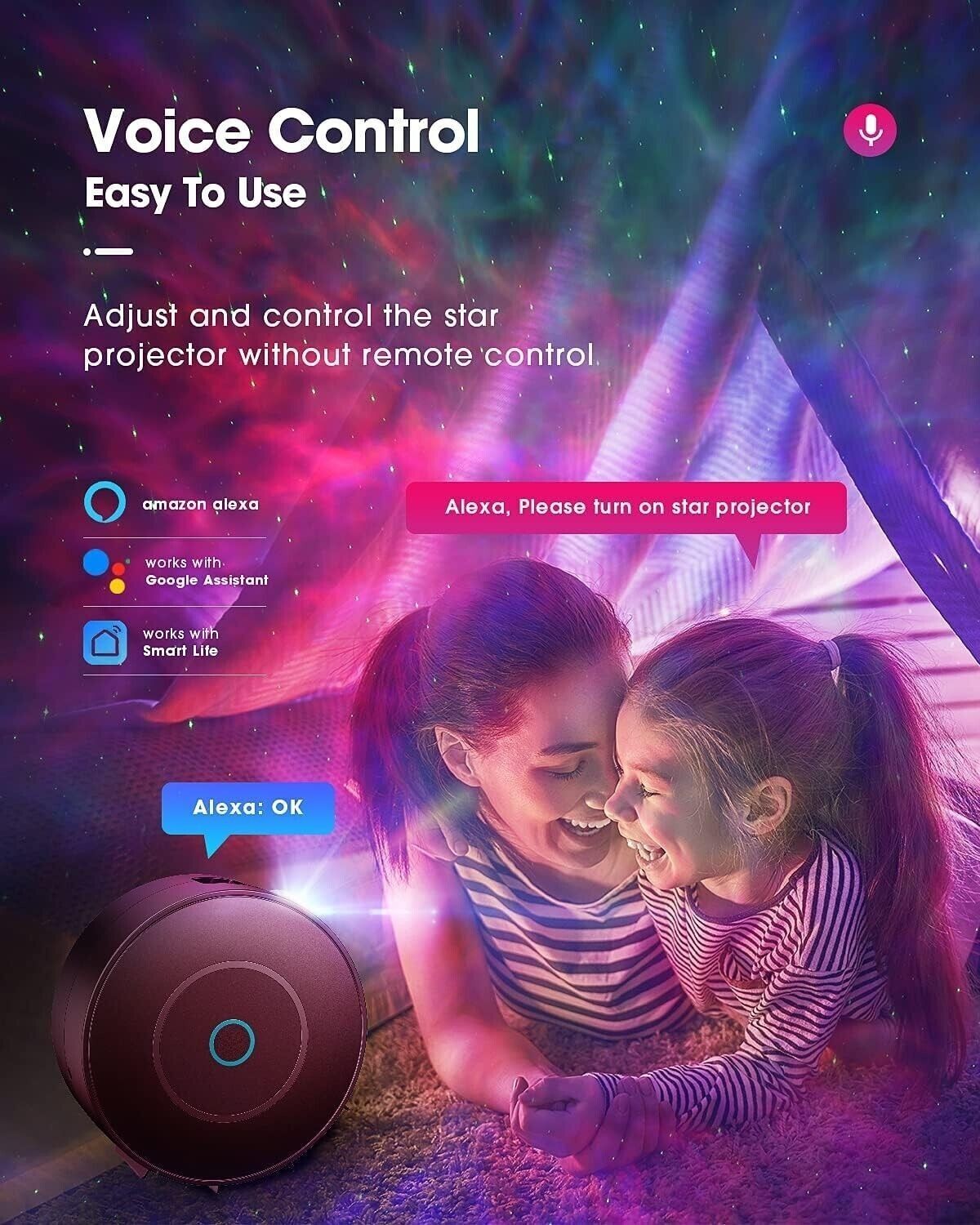LED Lampada Proiettore Smart, Luce Notturna per Bambini, Proiettore Lampada