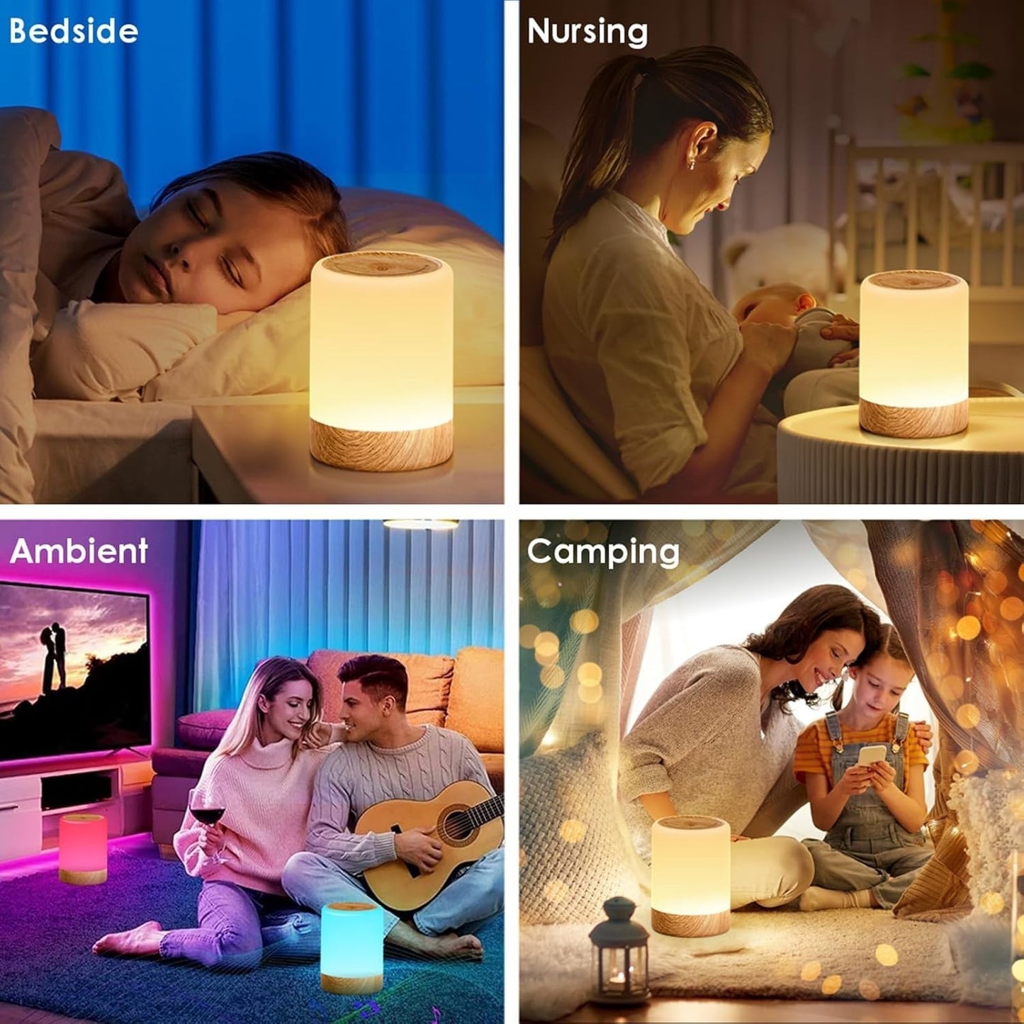 Luci notturne per bambini per camera da letto,da comodino touch senza fili